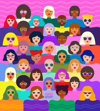 Colorful diverse women portraits digital illustration by Superama