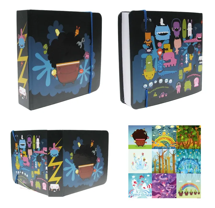 Collection of colorful illustrated book covers with whimsical characters by Superama