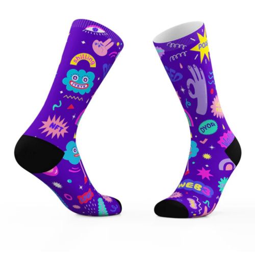 Colorful socks with playful graphic illustrations by Superama