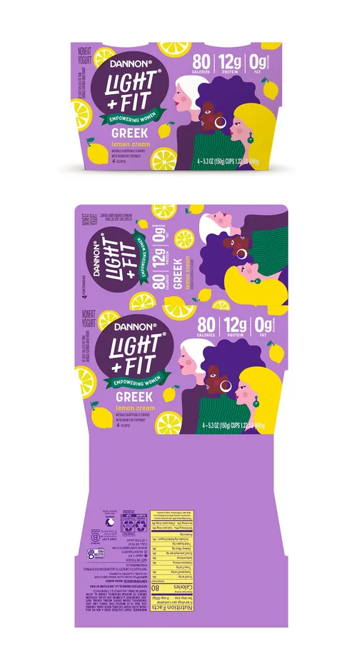 Dannon Light + Fit Greek yogurt pack with nutritional facts by Superama