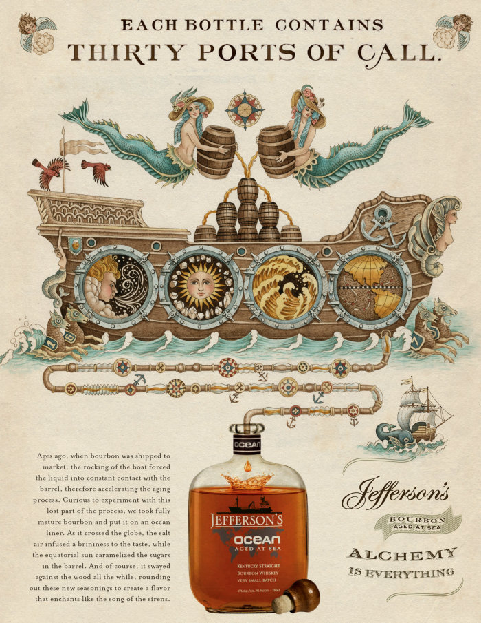 杰斐逊海洋广告的复古艺术