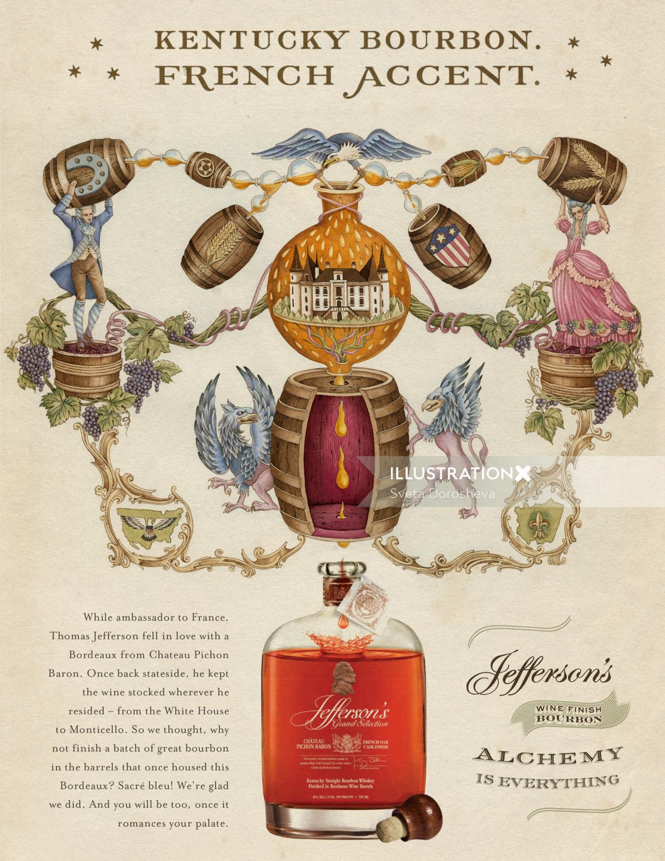 An Illustration For Jefferson's Bourbon Ad