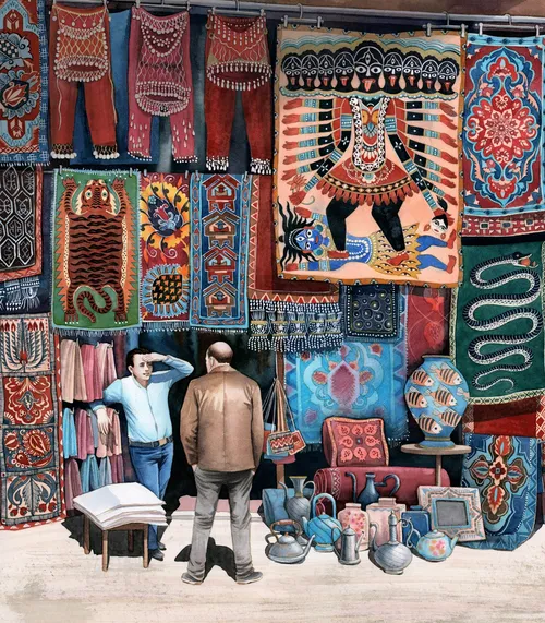 Decorative people in room
