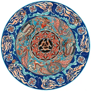 Circular ornate pattern with mythical creatures by Sveta Dorosheva