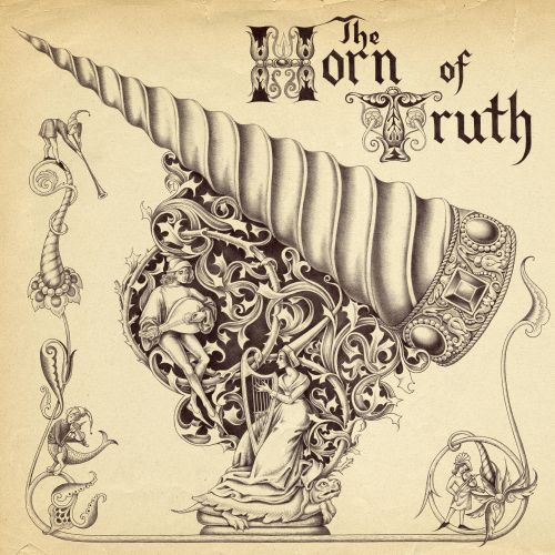 Intricate conch shell illustration with human figures by Sveta Dorosheva