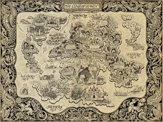 Detailed fantasy map of The Land of Hacy by Sveta Dorosheva