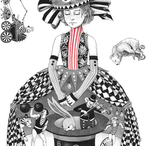 An illustration of a circus girl