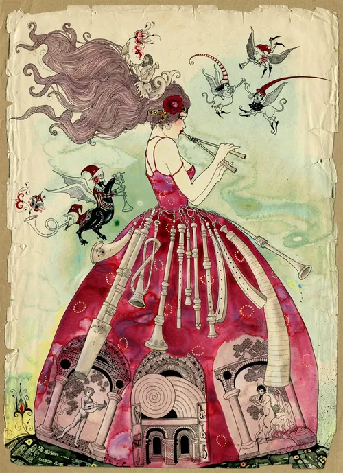 Bizarre girl children's book illustration
