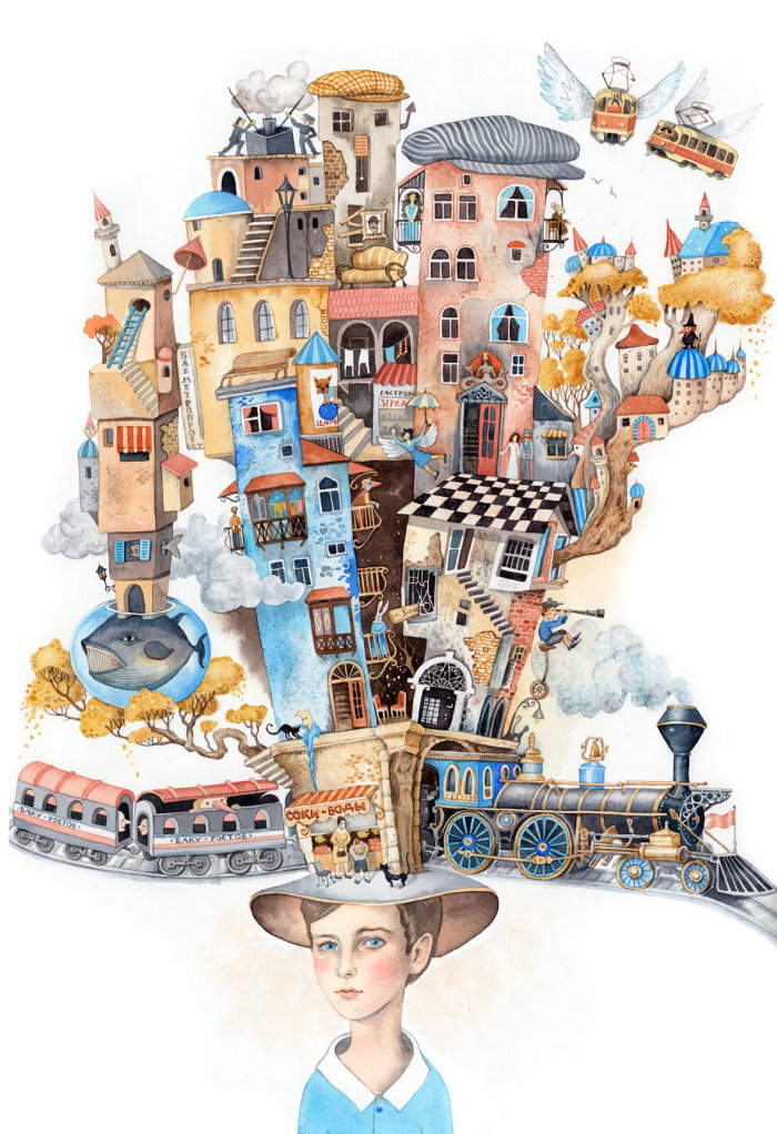 Bâtiments sur l&#39;illustration de chapeau