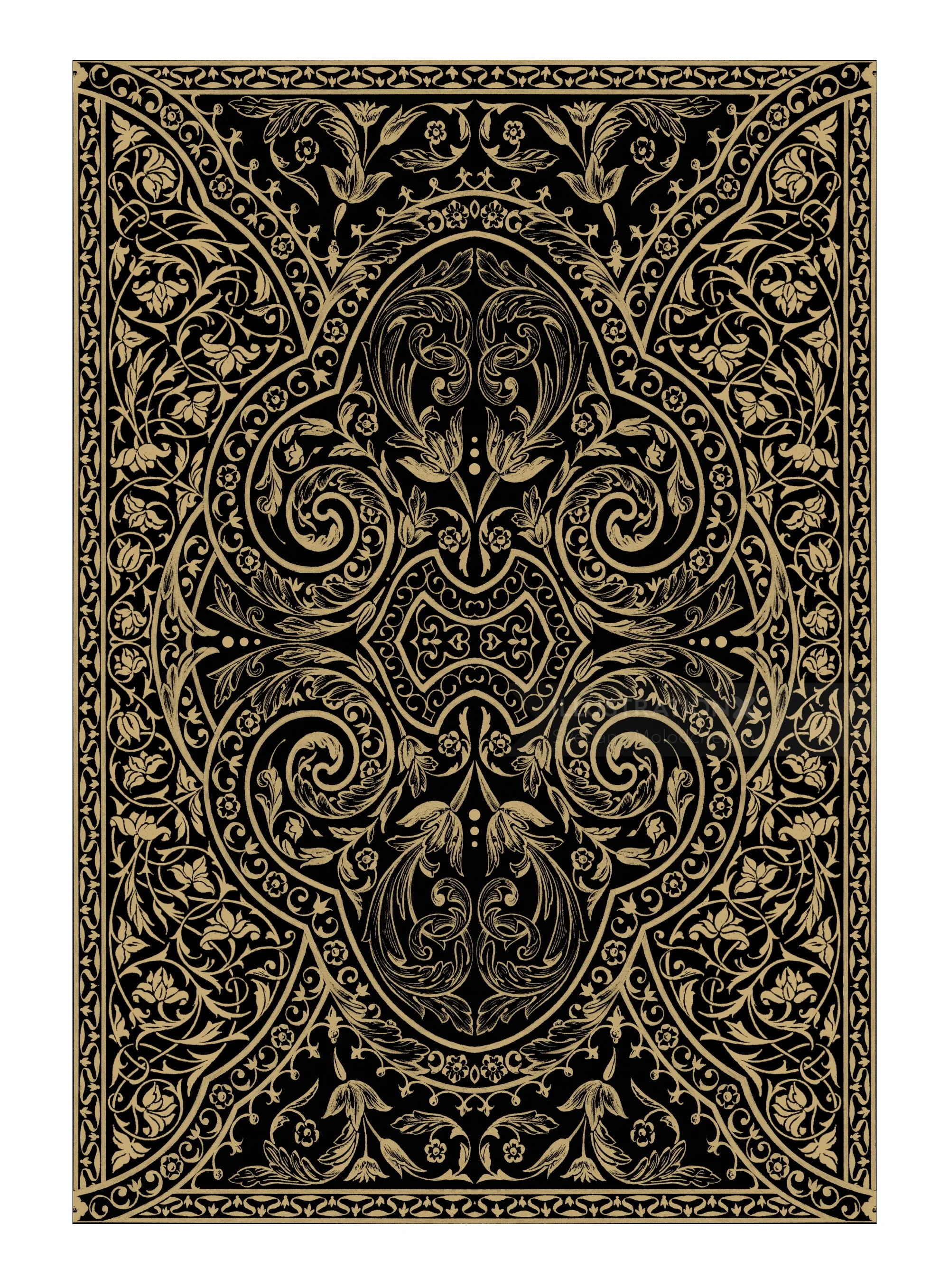 Intricate black and gold ornamental pattern by Svetlana Molodchenko