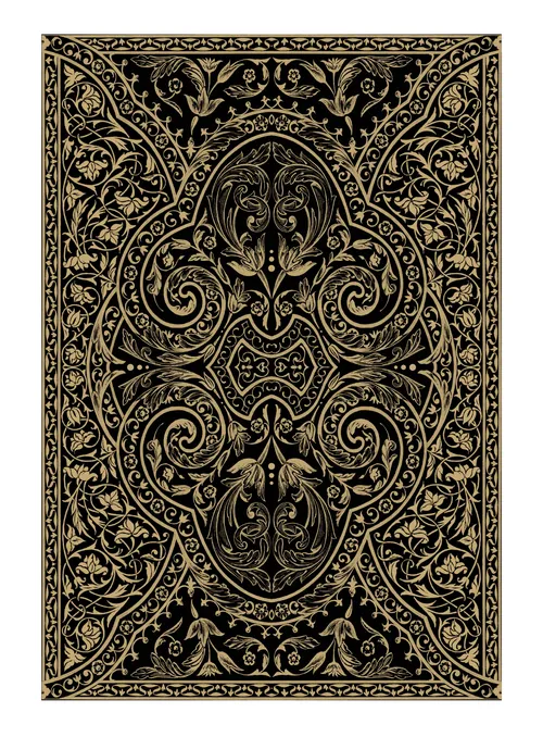 Intricate black and gold ornamental pattern by Svetlana Molodchenko