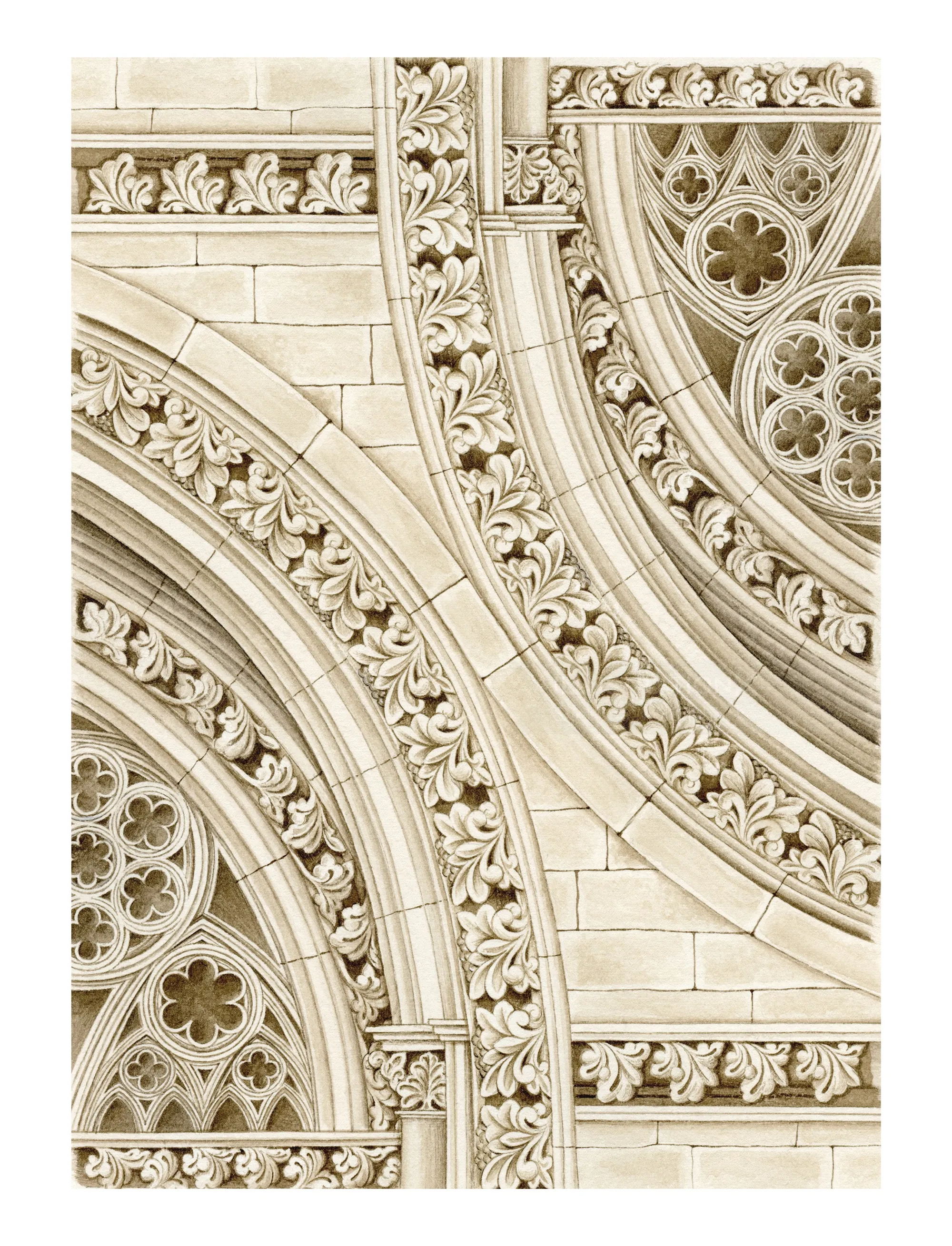 Ornate architectural stone pattern with floral and geometric details by Molodchenko