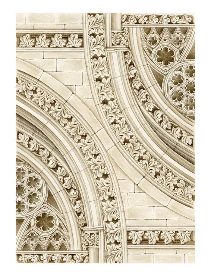 Ornate architectural stone pattern with floral and geometric details by Molodchenko