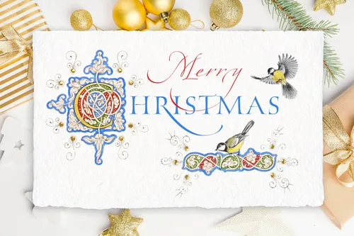 Festive watercolor calligraphy for Christmas card