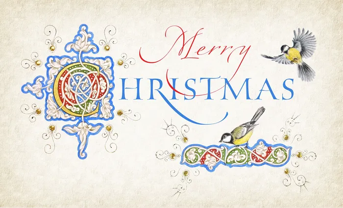 Festive watercolor calligraphy for Christmas card