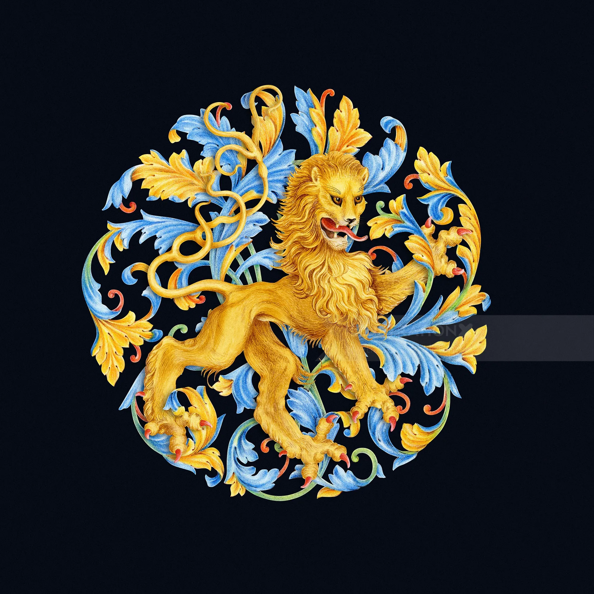 Animal illustration of Heraldic lion