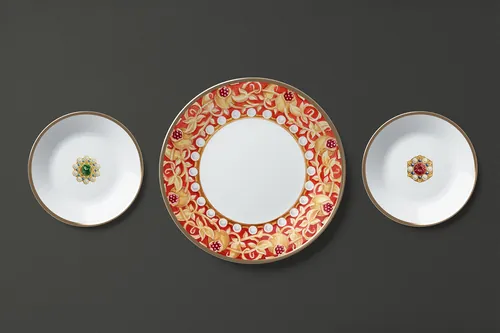Three porcelain plates with intricate floral designs by Svetlana Molodchenko