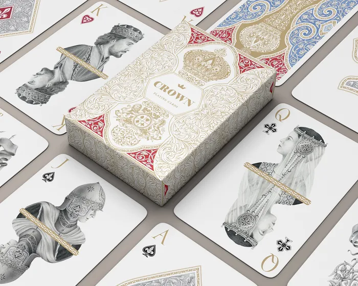 Playing cards with medieval portraits and ornate designs by Svetlana Molodchenko