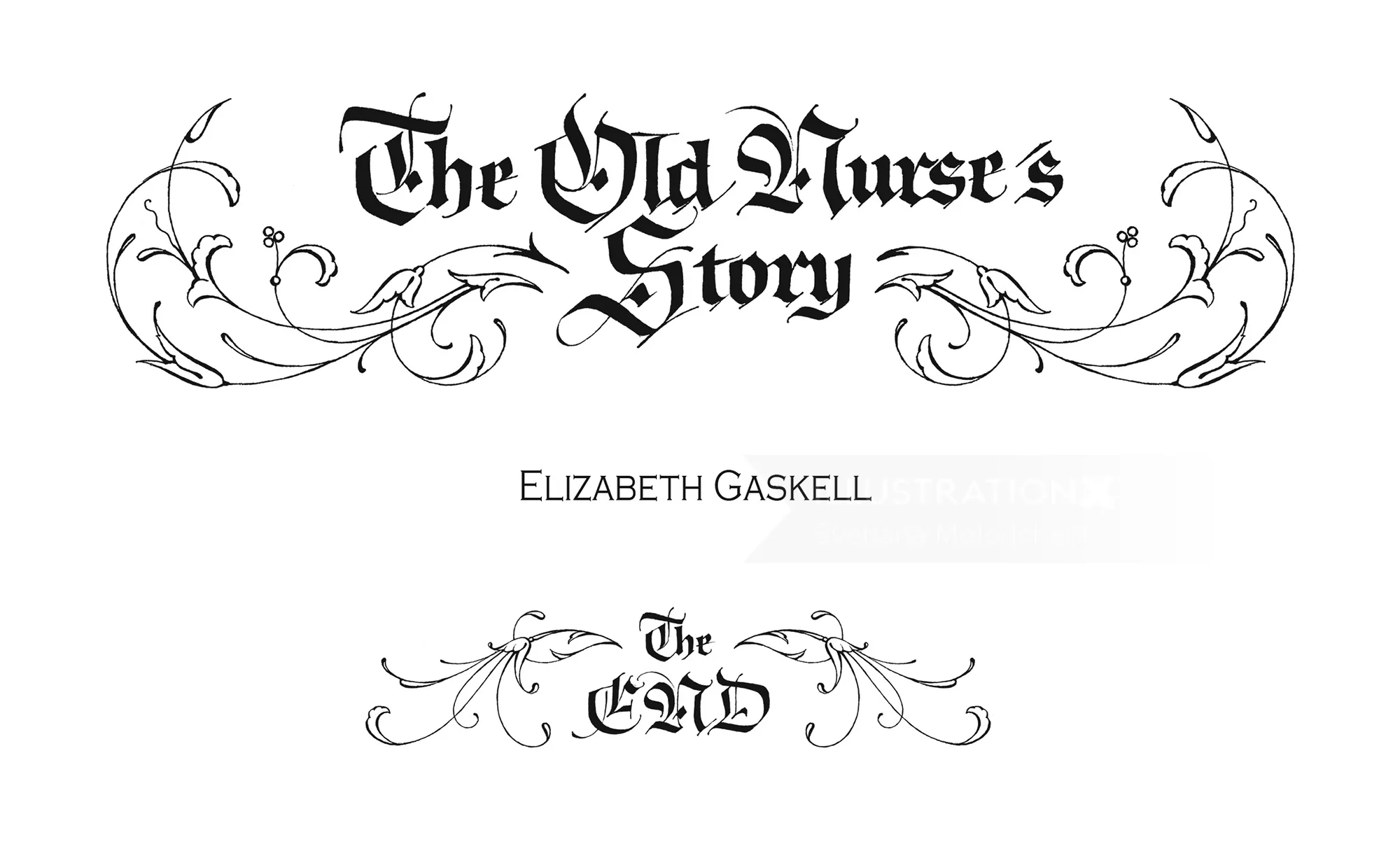 Decorative title page for The Old Nurse's Story by Elizabeth Gaskell, artwork by Svetlana Molodchenk