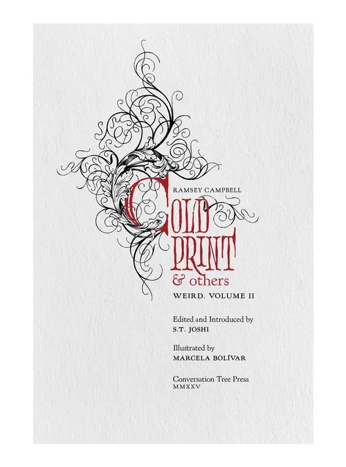 Intricate swirling design with red and black calligraphy text