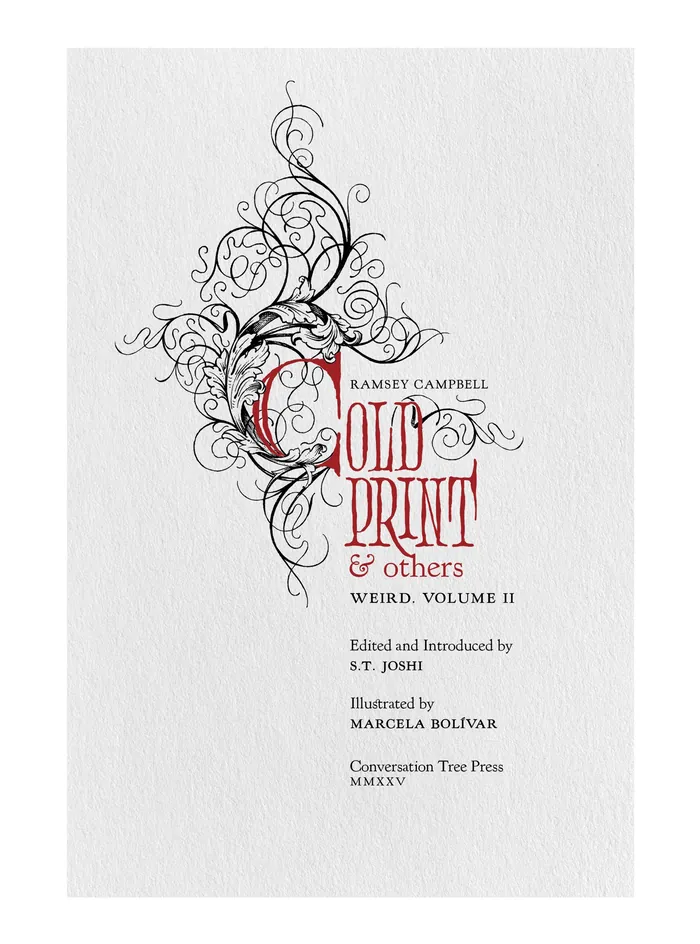 Intricate swirling design with red and black calligraphy text