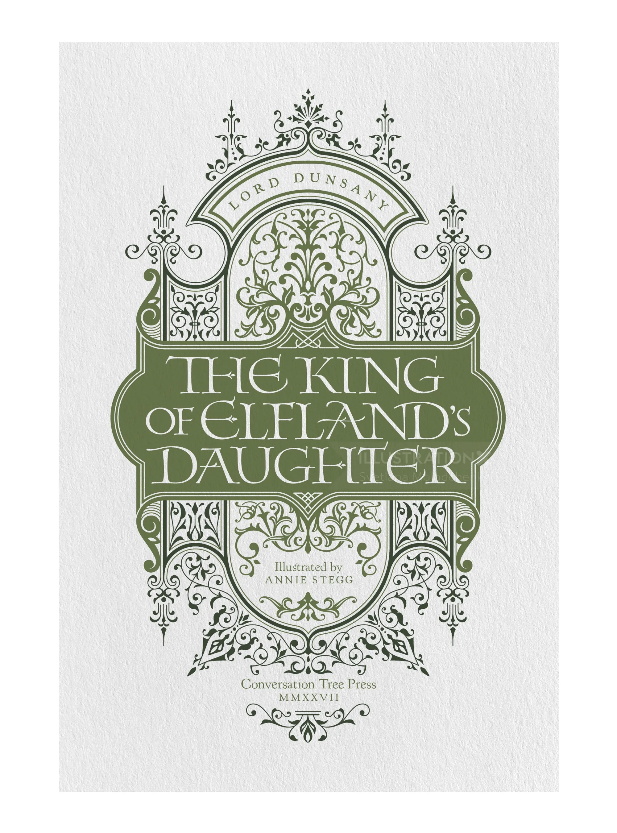 Ornate book title design for The King of Elfland's Daughter