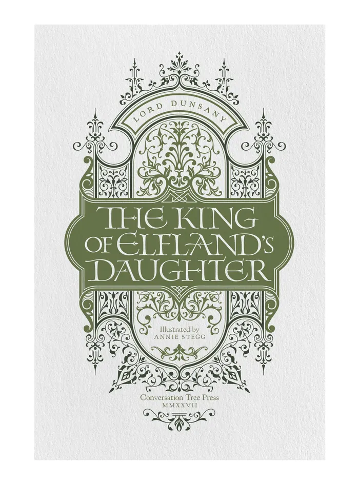 Ornate book title design for The King of Elfland's Daughter
