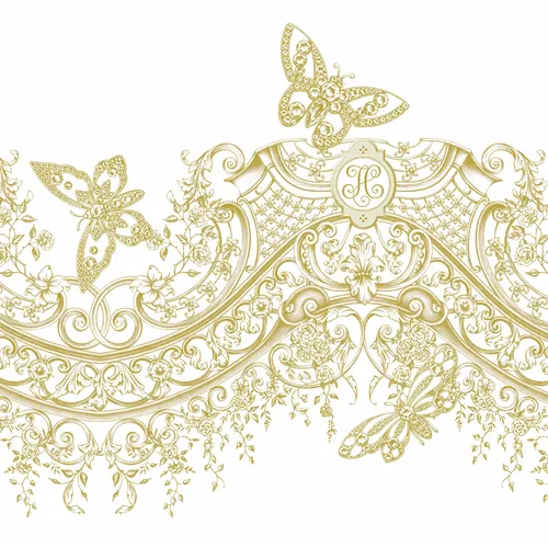 Intricate golden butterfly and floral decorative artwork by Svetlana Molodchenko