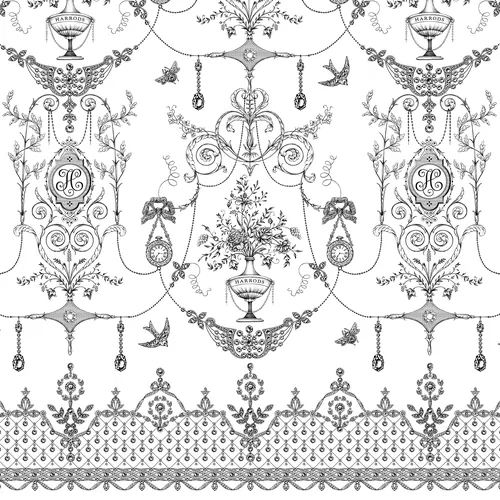 Black and white lace print with floral and ornamental designs by Svetlana Molodchenko