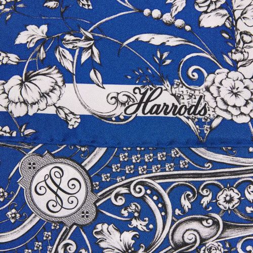 Blue and white Harrods fabric detailed with floral pattern by Svetlana Molodchenko