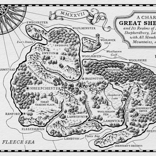Fantasy map of the Great Sheep Kingdom by Svetlana Molodchenko