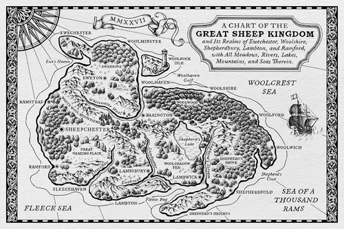 Fantasy map of the Great Sheep Kingdom by Svetlana Molodchenko