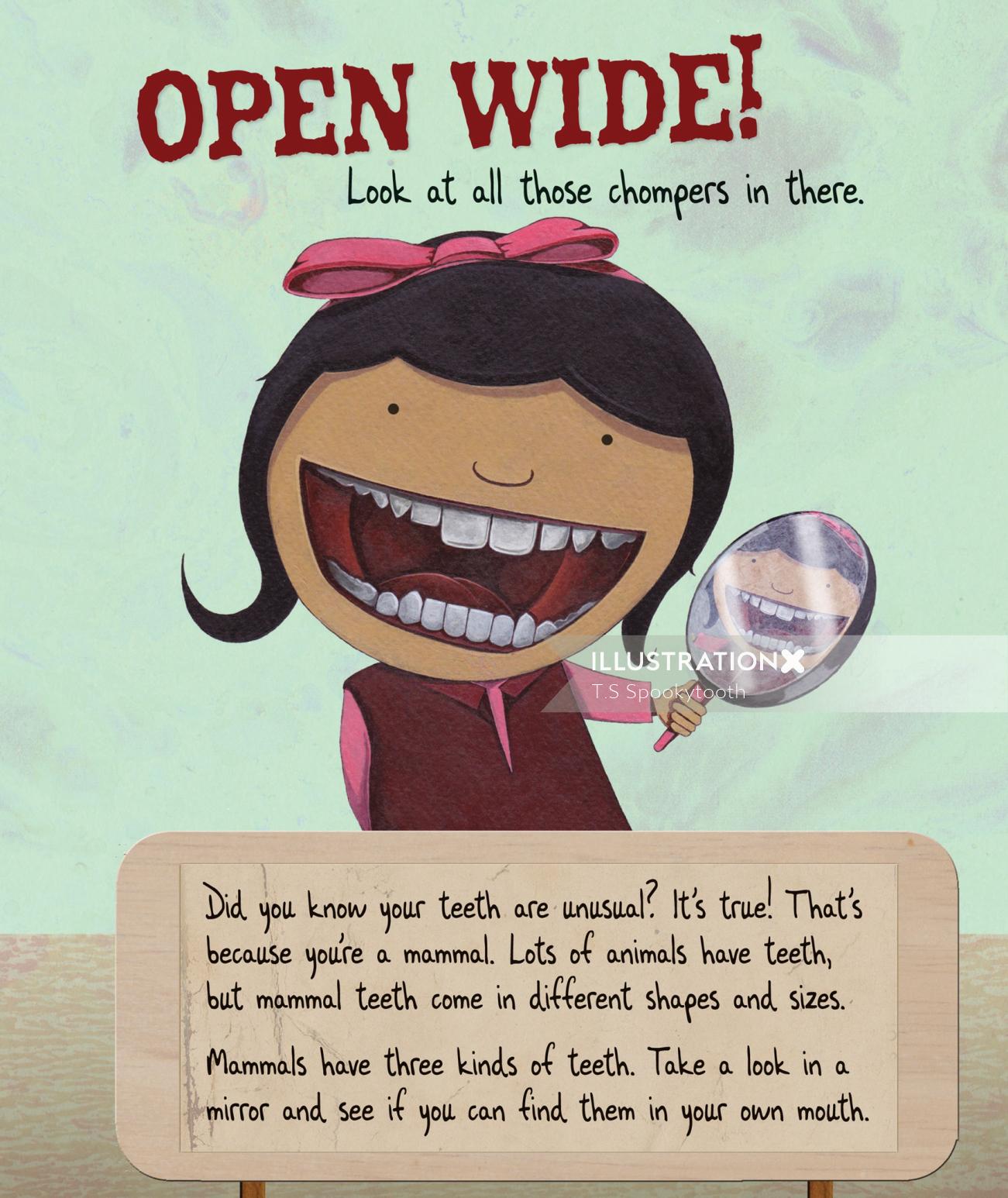 Open The Window, Children's teeth book illustration