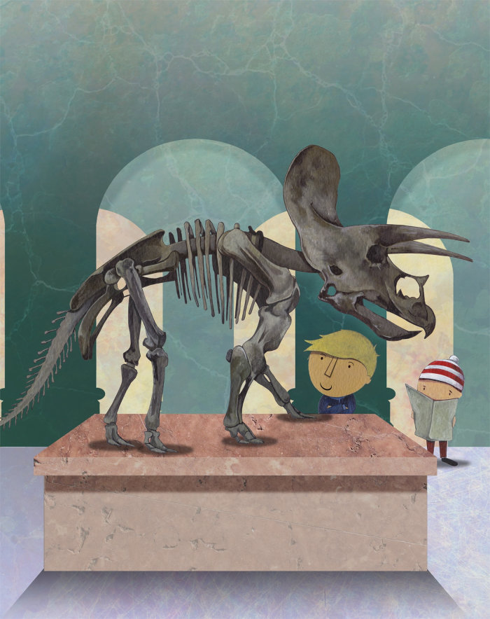 Pintura de fósseis de dinossauros de animais