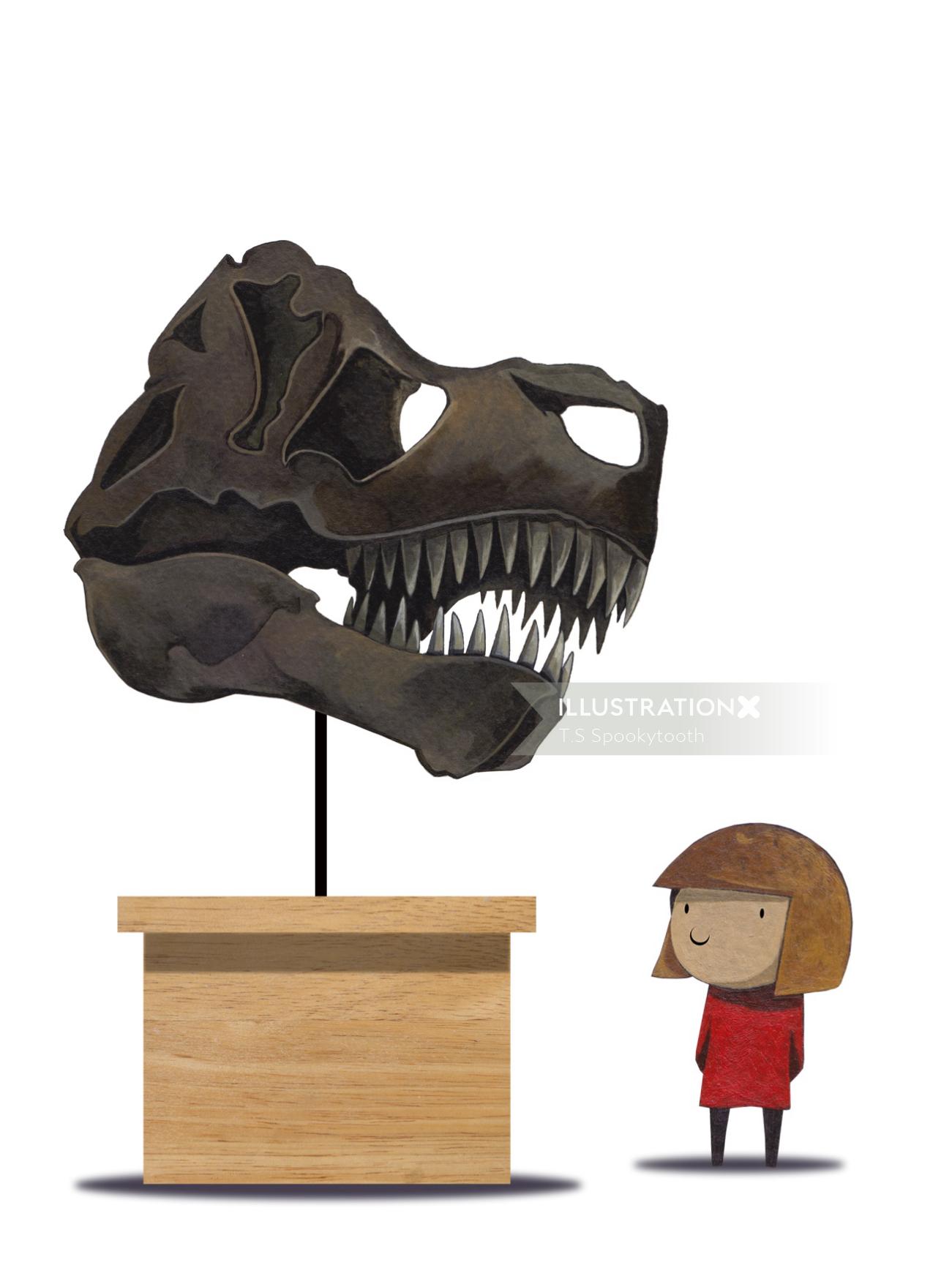 T.Sスプーキートゥースによる恐竜の頭蓋骨のイラスト