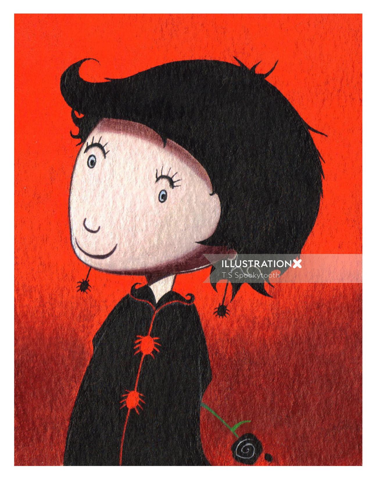 Whimsical illustration of young man