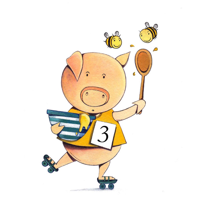 Personnage de dessin animé de cochon mignon