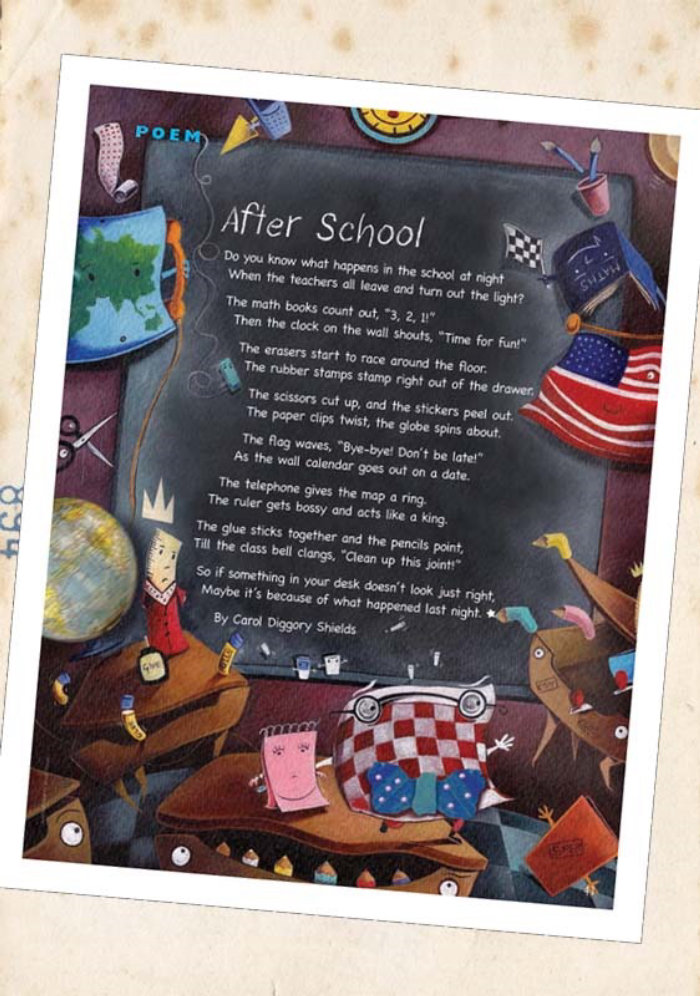 Cartoon depicting after-school pursuits