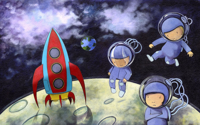 Construisons une illustration de fusée pour un livre pour enfants