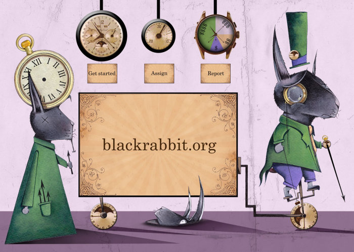 Illustration de la page de destination du site Web Blackrabbits