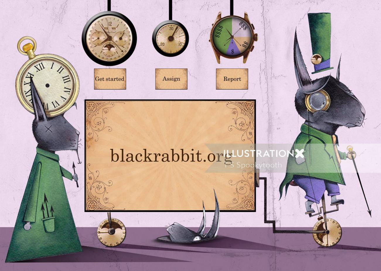 Blackrabbitsのウェブサイトのランディングページのイラスト