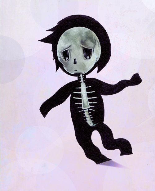 Black & white artwork of human skeleton