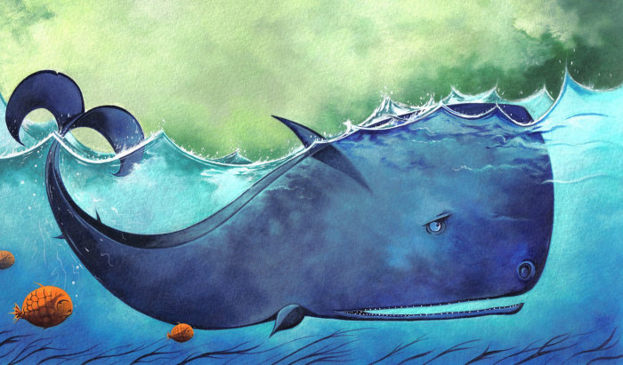 Pintura em aquarela de peixe tubarão
