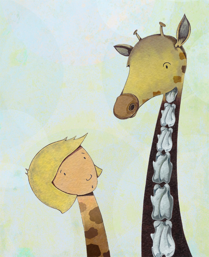 Corpo de girafa com cabeça humana