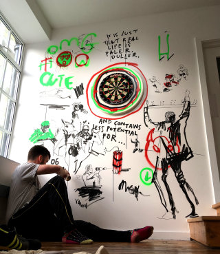 Live event drawing on the wall
