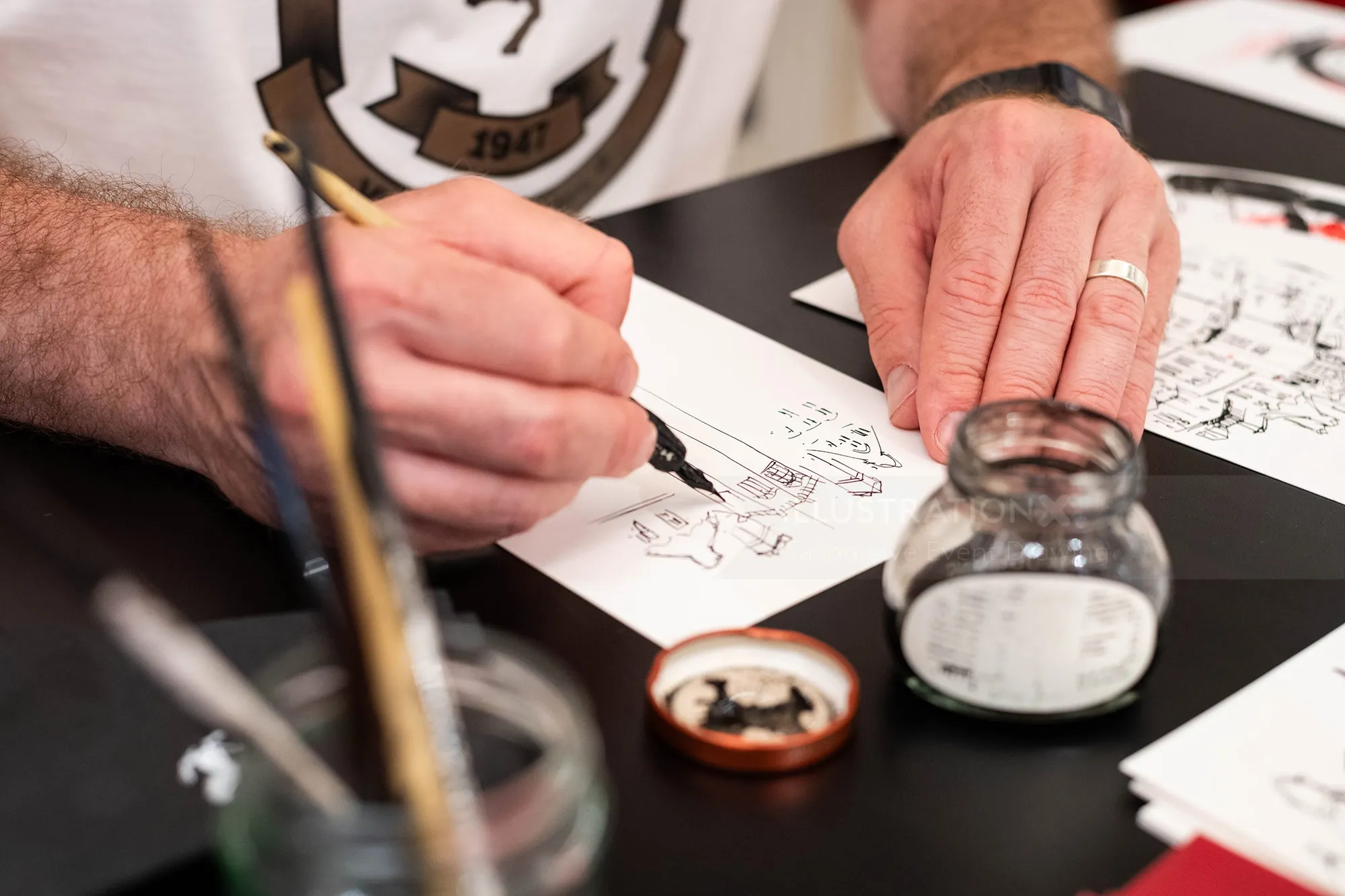 Tallon Live Event Drawing artist sketching Ferrari Formula 1 artwork