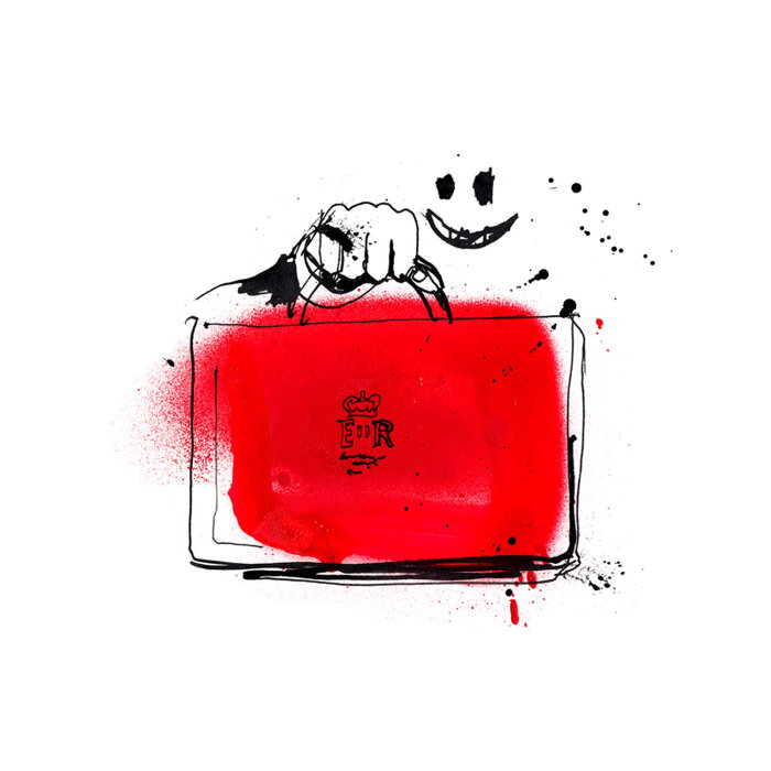 Ilustración de un maletín en línea y color.