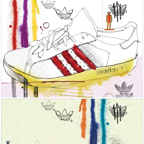 Sketch of a Trendy Pair of Adidas Shoes