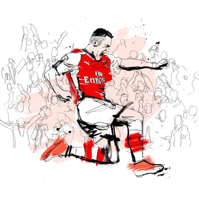 Ilustración del jugador de fútbol del Arsenal