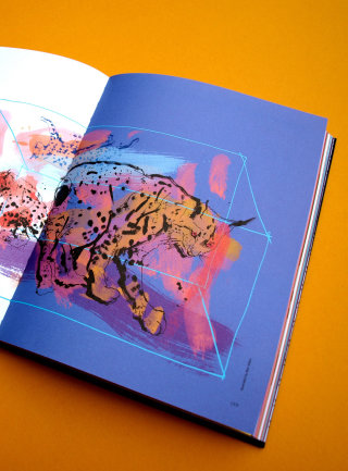 Ilustración de acuarela de lince en libro